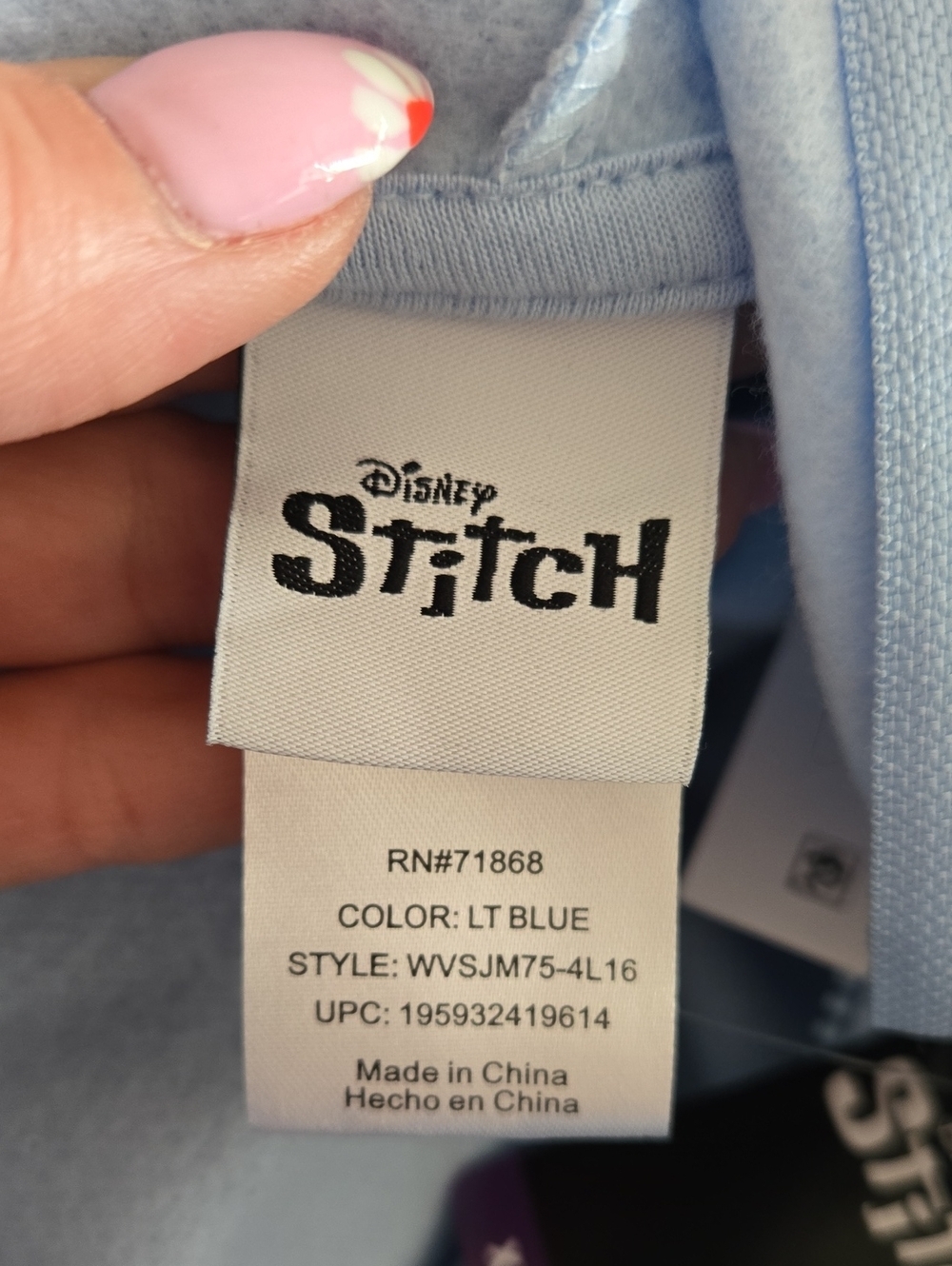 NWT Disney Stitch Women's Blue Zip Up Character Hoodie/Jacket - Picture 8 of 8